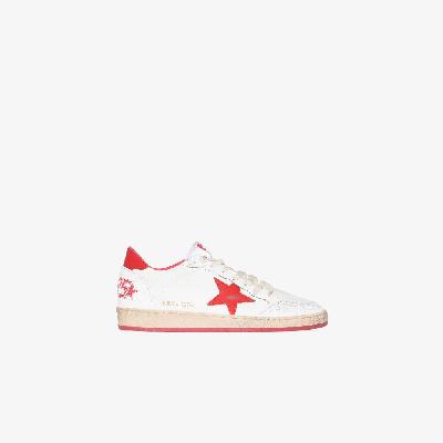 Golden Goose - White And Red Ball Star Leather Sneakers
