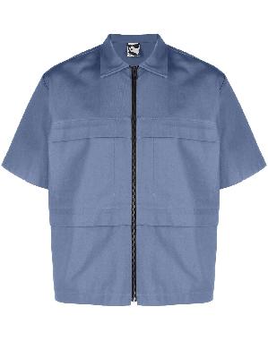 GR10K - Blue Short-Sleeve Zip-Up Shirt