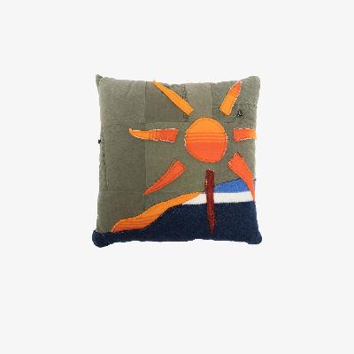 Greg Lauren - Green Sun Rays Patchwork Cushion