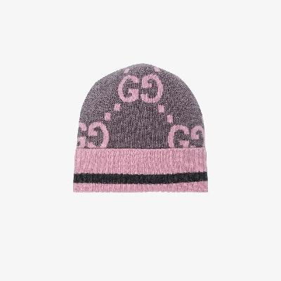 Gucci - Grey And Pink GG Cashmere Beanie Hat