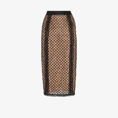 Gucci - Neutral Double G Pencil Skirt