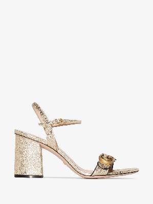 Gucci - Gold Tone GG Marmont 75 Leather Sandals