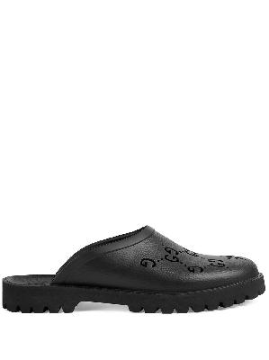 Gucci - Black Perforated G Rubber Clogs
