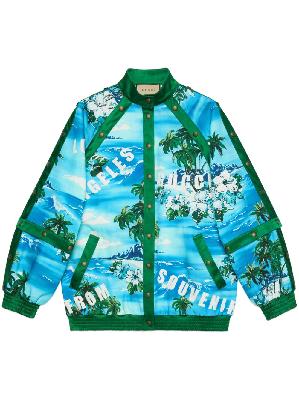 Gucci - Blue Printed Cotton Bomber Jacket