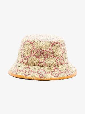 Gucci - Neutral GG Supreme Straw Bucket Hat