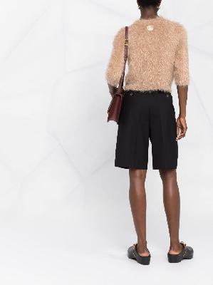 Gucci - Neutral Cropped Fluffy Knit Sweater