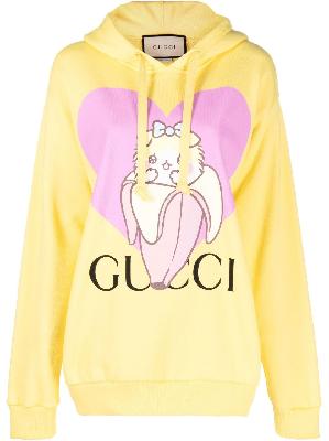 Gucci - X Bananya Yellow Logo Cotton Hoodie