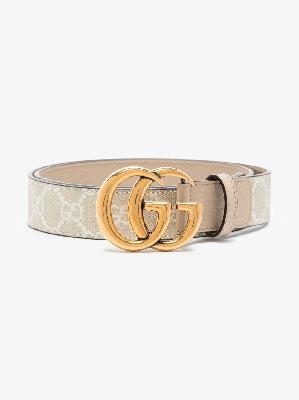 Gucci - White GG Marmont Leather And Canvas Belt