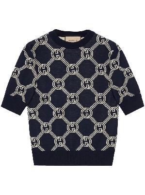 Gucci - Navy Reversible GG Jacquard Wool Sweater