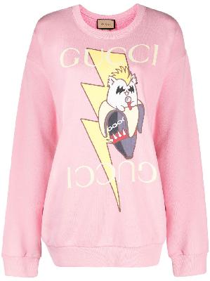 Gucci - Pink Bananya Print Cotton Sweatshirt