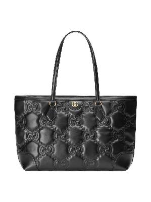 Gucci - Black Matelassé Leather Medium Tote Bag