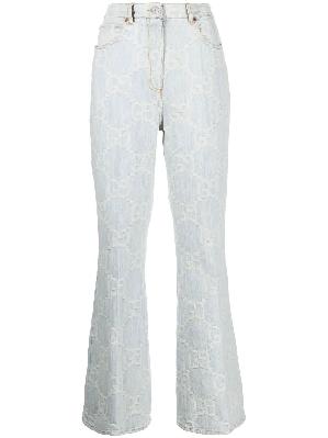 Gucci - Blue GG Jacquard Flared Jeans