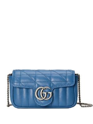 Gucci - Blue GG Marmont Super Mini Leather Shoulder Bag