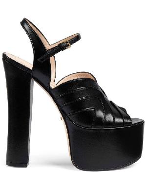 Gucci - Black 155 Leather Platform Sandals