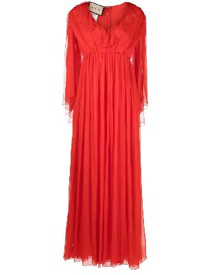 Gucci - Red Ruffled Silk Chiffon Gown