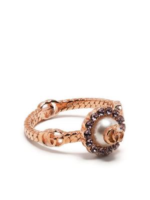 Gucci - Rose Gold Double G-Logo Flower Ring