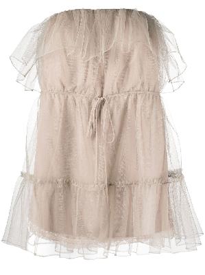 Gucci - Neutral Ruffled Tulle Top