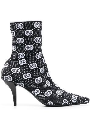 Gucci - Black 75 GG Knitted Ankle Boots