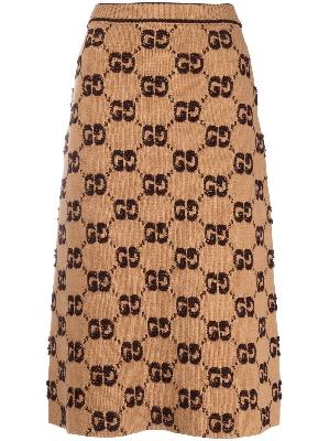 Gucci - Brown GG Bouclé Jacquard-Knit Wool Skirt