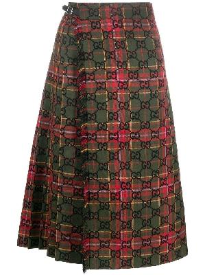 Gucci - Logo-Embroidered Tartan Wool Skirt