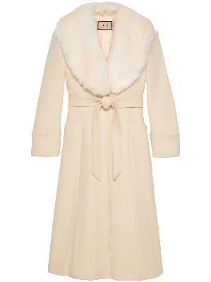 Gucci - Neutral Belted Detachable-Collar Coat