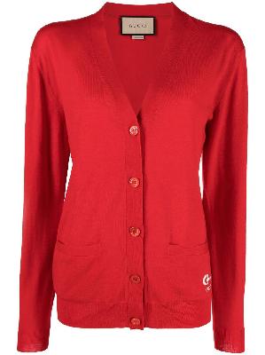 Gucci - Red Horsebit-Embroidered Wool Cardigan
