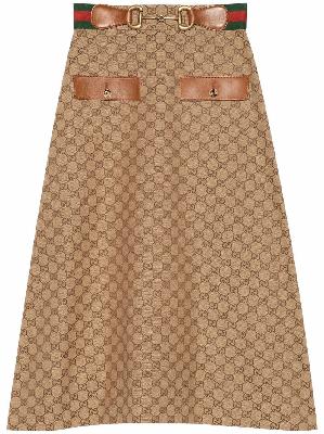 Gucci - Brown GG Supreme Midi Skirt