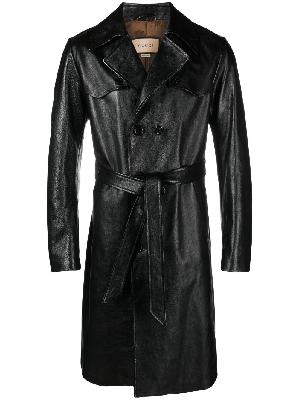 Gucci - Black Leather Trench Coat