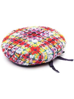 Gucci - Red Checked Lamé Tweed Beret