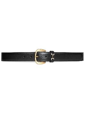 Gucci - Black Crystal Horsebit Leather Belt