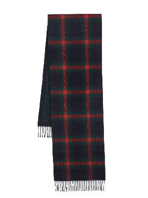 Gucci - Navy Blue Checkered Wool Scarf