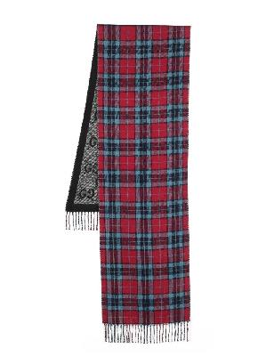 Gucci - Red Checkered Monogram Wool Scarf