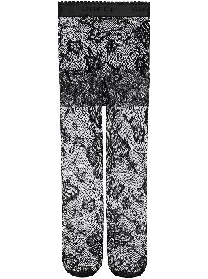 Gucci - Black Embroidered Design Tights