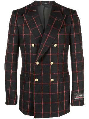 Gucci - Black Checked Double-Breasted Wool Blazer