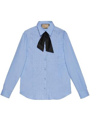Gucci - Blue Pleated Oxford Cotton Shirt