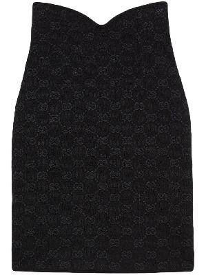 Gucci - Black GG Monogram Midi Skirt