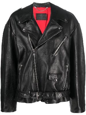 Gucci - Black Oversized Biker Leather Jacket
