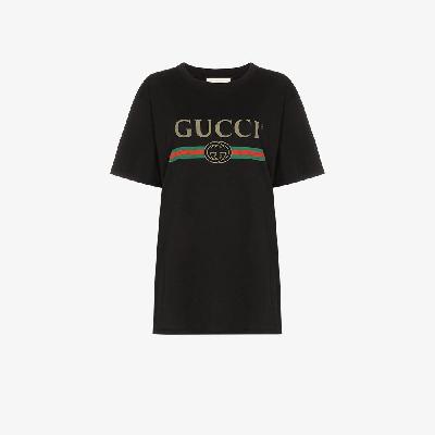 Gucci - Black Fake Logo Cotton T-Shirt
