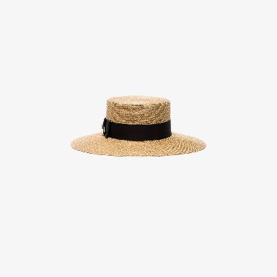 Gucci - Neutral Straw Boater Hat