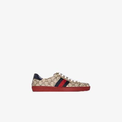 Gucci - Brown New Ace GG Supreme Leather Sneakers