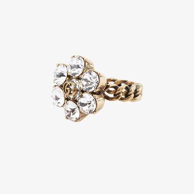 Gucci - Gold-Tone Marmont Crystal Cocktail Ring