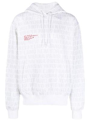 Helmut Lang - White All Over Logo Cotton Hoodie