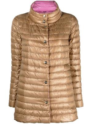 Herno - Brown Reversible A-Line Quilted Coat
