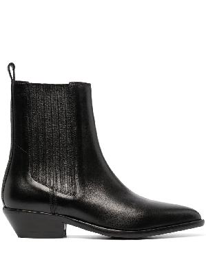 ISABEL MARANT - Black Delena Leather Ankle Boots