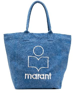 ISABEL MARANT - Blue Embroidered-Logo Tote Bag