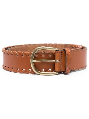 ISABEL MARANT - Brown Whipstitch Leather Belt