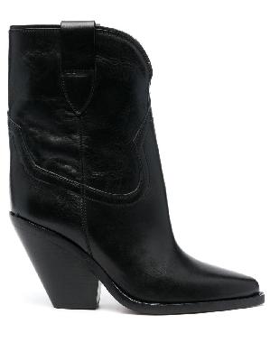 ISABEL MARANT - Black 90 Leather Cowboy Boots