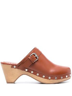 ISABEL MARANT - Brown Titya 80 Leather Clogs