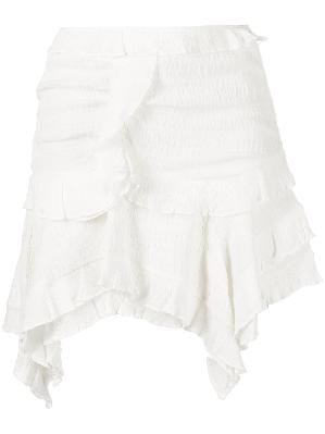 ISABEL MARANT - White Ruffled Asymmetric Mini Skirt