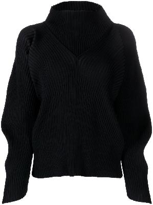 Issey Miyake - Black Fluidity Arc Plissé Sweater